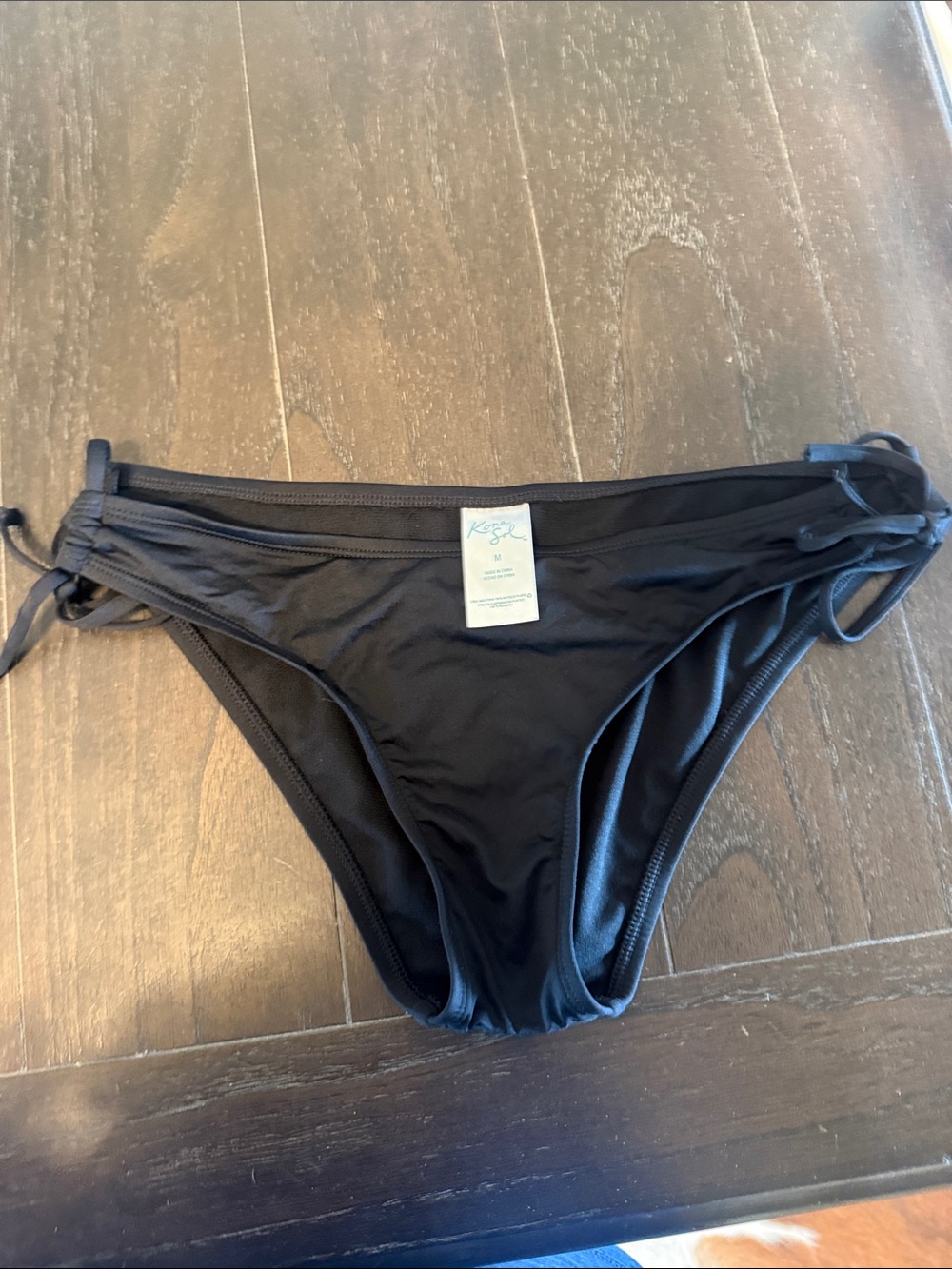 Kona Sol Black Tie-Side Bikini Bottom